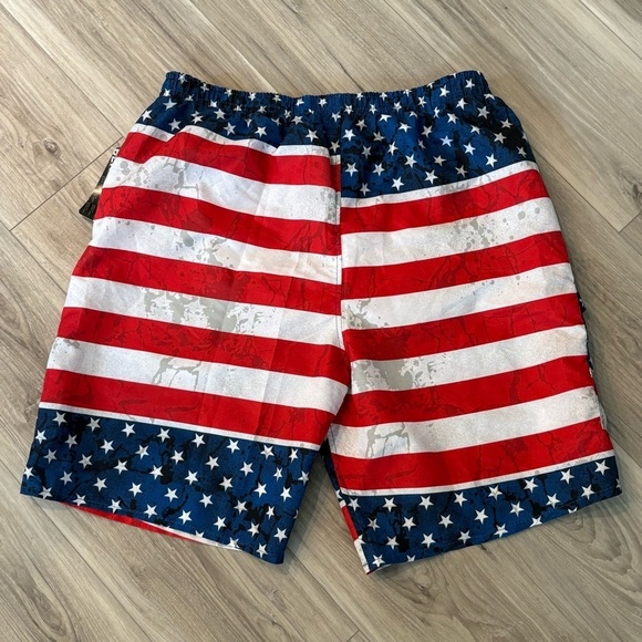 NEW | Patriotic American Flag Swim Trunks Board Shorts North 15 Black Label SZ L - Picture 6 of 6